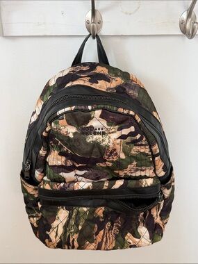 Quilted Camo Backpack in Green, Brown & Black